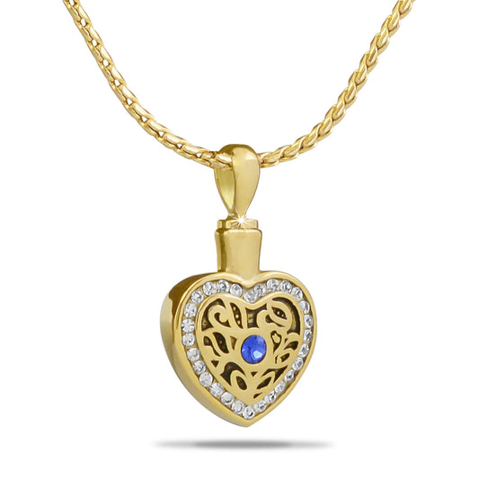 Crystal Heart Gold Steel Pendant